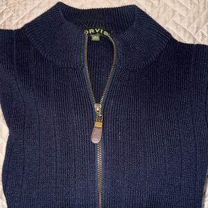 Orvis Men's Dark Blue Wool Zip-Up Sweater